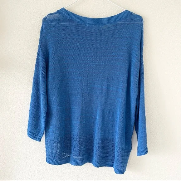 Tommy Bahama Sea Grass Open Hem Burnout Sheer Sweater Turkish Sea Blue NEW - Picture 4 of 5